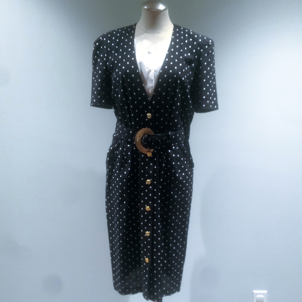 Vintage Periwinkle Polkadot Dress